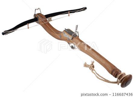 bullet shooting arbalister crossbow isolated on white bullet shooting arbalister crossbow isolated on white 116687436