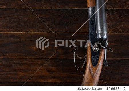 double barreled side shotgun 116687442