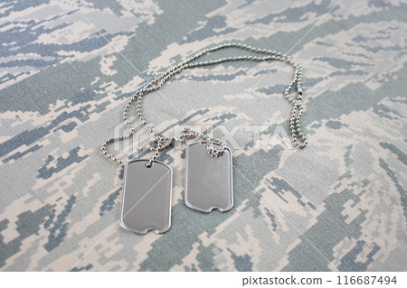 US AIR FORCE digital tiger stripe pattern Airman Battle Uniform with dog tags US AIR FORCE digital tiger stripe pattern Airman Battle Uniform with dog tags 116687494