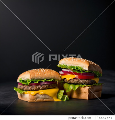 Delicious looking square hamburger 116687565