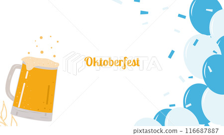 Oktoberfest annual beer festival in Germany banner. Popular cultural event in world. Second half of September beginning of October. Poster invitation template. Vector illustration. Oktoberfest annual beer festival in Germany banner. Popular cultural event in world. Second half of September beginning of October. Poster invitation template. Vector illustration. 116687887