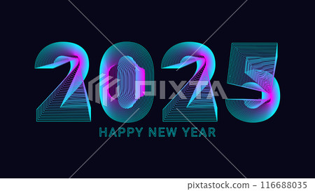 2025 new year asian chinese. Digit design. Happy new year text design template gold color. Abstract bright numbers. For postcard calendar banner web page. Vector illustration. 2025 new year asian chinese. Digit design. Happy new year text design template gold color. Abstract bright numbers. For postcard calendar banner web page. Vector illustration. 116688035