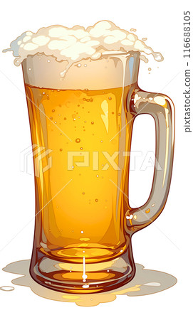 啤酒倒入杯子的背景透明插圖 116688105