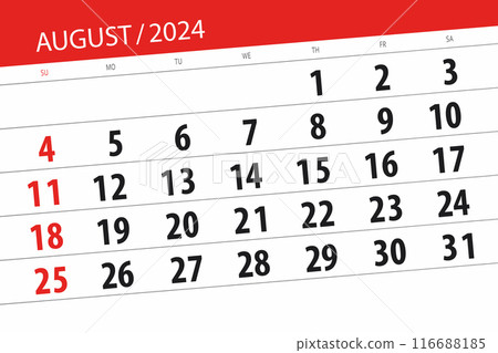 Calendar 2024, deadline, day, month, page, organizer, date, August 116688185