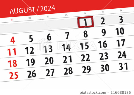 Calendar 2024, deadline, day, month, page, organizer, date, August, thursday, number 1 116688186