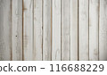 Rustic white wooden planks with distressed texture, creating a vintage and weathered look. 116688229