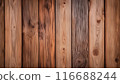 Rustic wooden planks with natural grain, perfect for backgrounds and textures in design projects 116688244