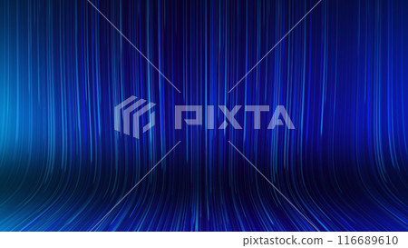 Dark blue lines background. Lines table. Dynamic line background. Dark blue bent background. The stripe particles are blue. Neon particles light flows in. Vertical horizontal lines. Digital 116689610