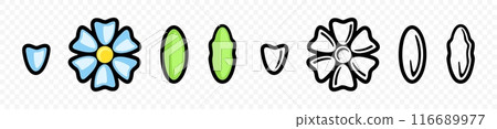 Flower, petal, leaf and leaves, graphic design. Floral, plant, nature, flowering, blooming and bloom, vector design and illustration 116689977