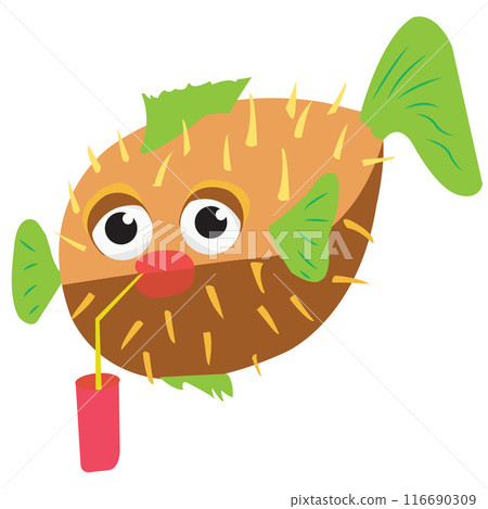 Bubblefish drinking with a straw 116690309