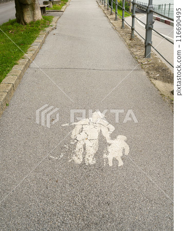 the path reserved for pedestrians 116690495