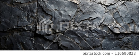Close Up Of A Cracked And Rough Dark Grey Rock Surface Close Up Of A Cracked And Rough Dark Grey Rock Surface 116690828