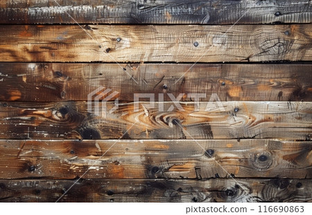 Rustic Brown Wooden Plank Background Texture 116690863
