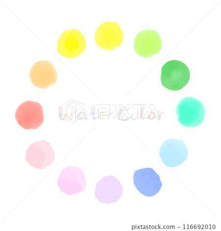 柔和的彩色圓點水彩插圖 柔和的彩色圓點水彩插圖 116692010