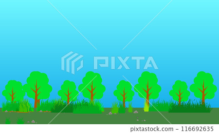 無縫森林、天空和山地景觀素材 116692635