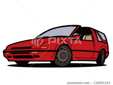 懷舊國產小型紅色轎車插畫 116693145
