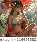Japanese woman in traditional Japanese clothing 116693682