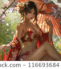 Beautiful woman in Japanese clothing 116693684