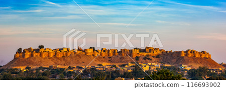 Panorama of Jaisalmer Fort known as the Golden Fort Sonar quila, 116693902