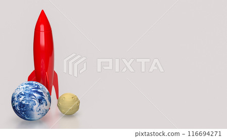The rocket and moon for sci or Business concept 3d rendering. The rocket and moon for sci or Business concept 3d rendering. 116694271