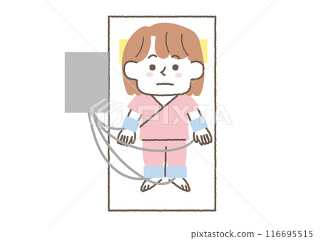 一名婦女在健康檢查期間接受心電圖檢查的插圖 116695515