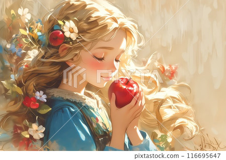 A girl with an apple 116695647