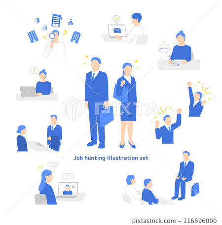 Illustration set of new graduates looking for a job - Recruitment business scene 116696000