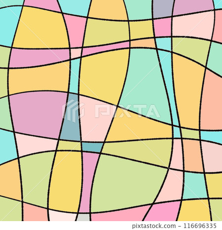 Stained glass-like black lines and colored surfaces background illustration 2 116696335