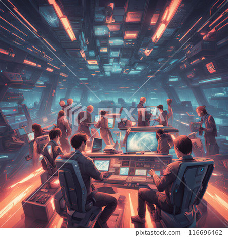 People clapping in a futuristic office People clapping in a futuristic office 116696462
