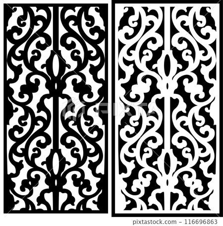 Vector Cutting Laser Partition Fences And Facade , Seamless Pattern 116696863