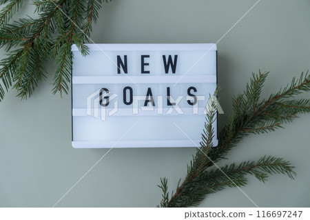 Motivational saying NEW GOALS. Aims setting concept. Strategy for self development improvement. Inspirational Planning better healthier life. Visual Motivational saying NEW GOALS. Aims setting concept. Strategy for self development improvement. Inspirational Planning better healthier life. Visual 116697247