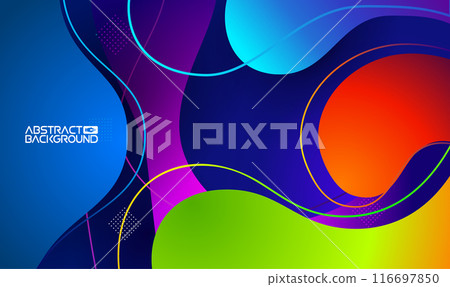 Colorful Abstract Background with Blue and Green Waves 116697850