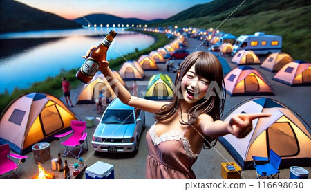 Cheers at the lakeside camp! 116698030