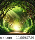 The light at the end of a fantastical green tunnel 116698789
