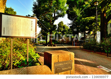 A comfortable space in the city: Nabeshima Shoto Park with wooden public toilets 116698977