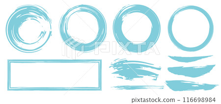 畫筆淺藍色圓形方形線框設定畫筆描邊 116698984
