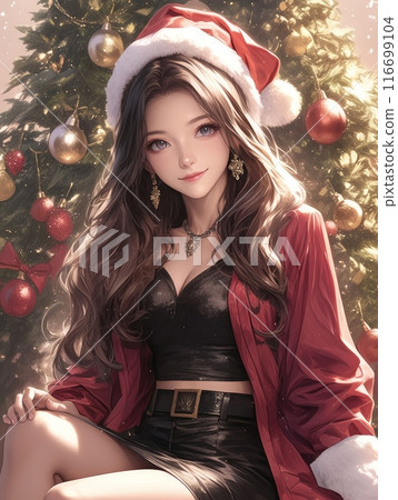 woman dressed as Santa Claus woman dressed as Santa Claus 116699104