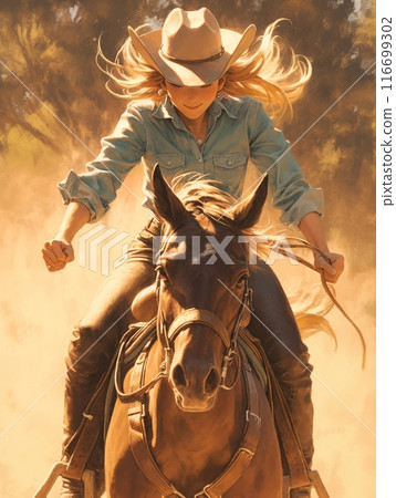 woman cowboy woman cowboy 116699302