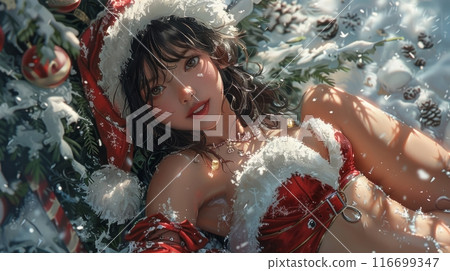 woman dressed as Santa Claus 116699347