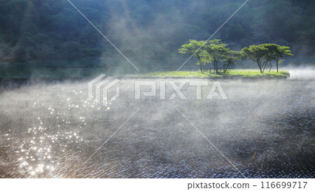 Kakumanbuchi Falls, shrouded in mist and filled with fresh greenery Kakumanbuchi Falls, shrouded in mist and filled with fresh greenery 116699717