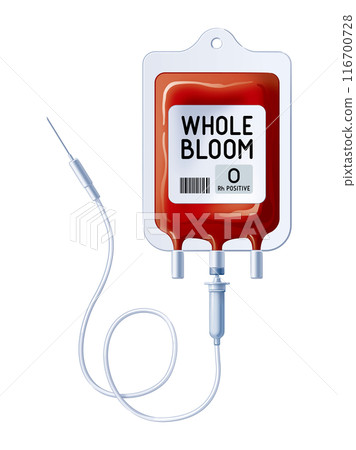 Type O Rh+ blood transfusion pack Type O Rh+ blood transfusion pack 116700728