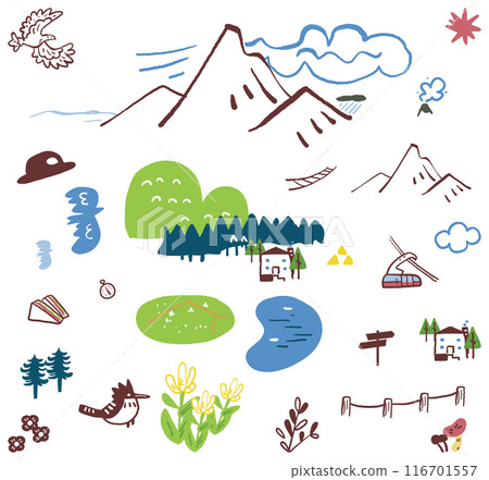 Exciting mountain climbing Mountain climbing icon set stock illustration material 116701557