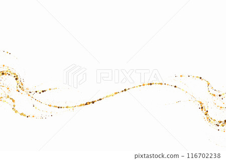 Gold glitter texture on a white background. Wave-like streams of golden colored particles. Festive background. Gold glitter texture on a white background. Wave-like streams of golden colored particles. Festive background. 116702238