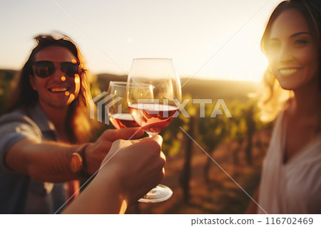 Close-up photo of a young winemakers tasting their wine. 116702469