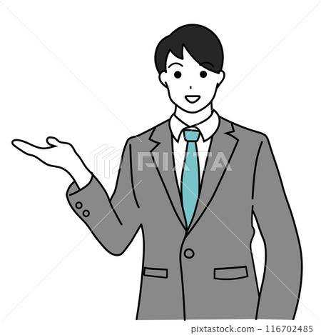 A businessman in a suit introducing A businessman in a suit introducing 116702485