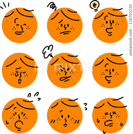 Boys with various expressions face icon set 116703220