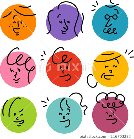 Smiling people face icon set 116703223