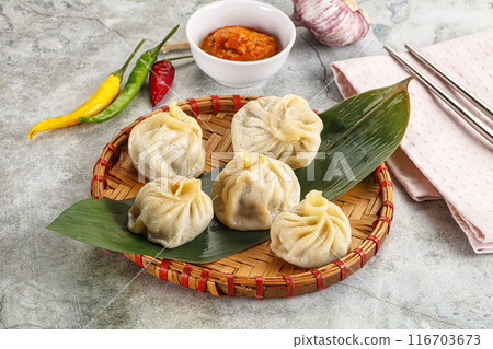 Chinese traditional steamed dumpligs momo Chinese traditional steamed dumpligs momo 116703673