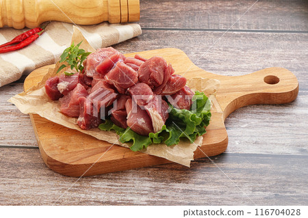Raw pork cube for roast Raw pork cube for roast 116704028