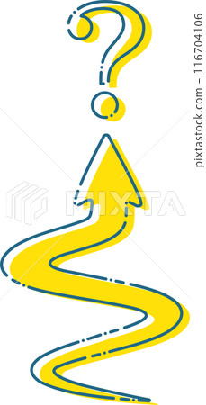 蜿蜒的黃色箭頭和問號 116704106